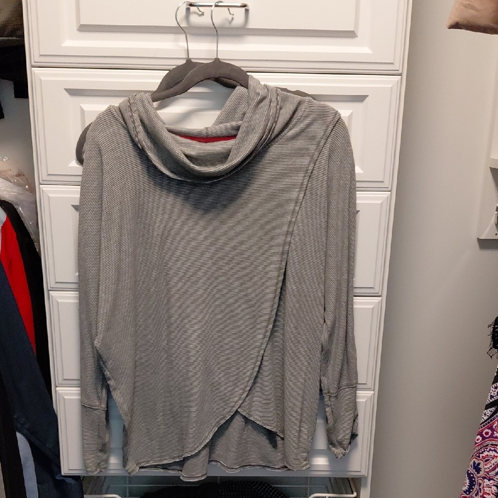 Calvin Klein Gray Cowl Neck Sweater with Elegant Draping